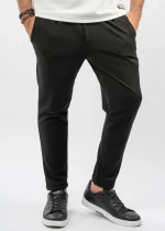 Ανδρικό υφασμάτινο παντελόνι New Wave Clothing - 252-16 - simple fabric pants regular fit μαύρο ΚΩΔ: 252-16-BLACK