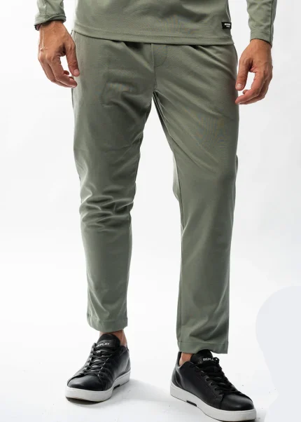 Ανδρικό υφασμάτινο παντελόνι New Wave Clothing - 252-22 - simple fabric pants regular fit χακί ΚΩΔ: 252-22-KHAKI