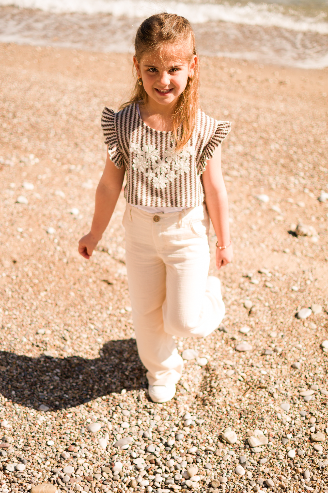 023 σετ ριγε τοπ με λινή παντελόνα - Image 1