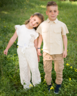 Σετ τοπ με πλεκτη εκρου παντελόνα - Image 2