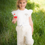 Σετ τοπ με πλεκτη εκρου παντελόνα